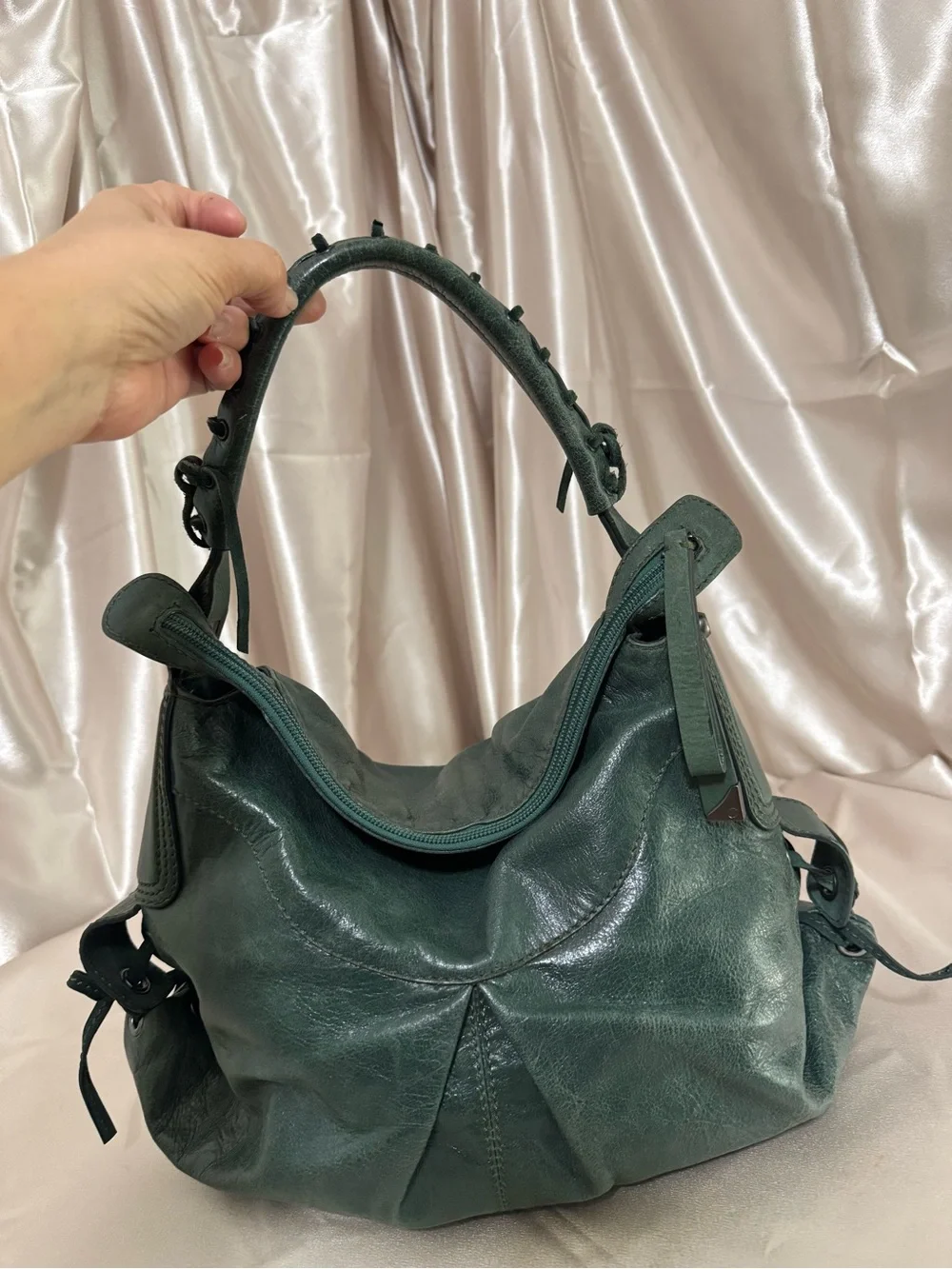 Francesco Biasia Dark Green Leather Hobo